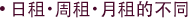 日租・周租・月租的不同